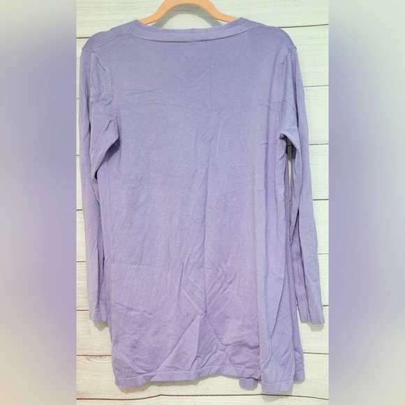 Guc Blue Sky lilac lightweight knit open front cardigan size M - Picture 3 of 9